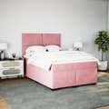 Miniatyrbilde 4 av 11: vidaXL Seng med madrass boksfjær rosa 140x190 cm fløyel