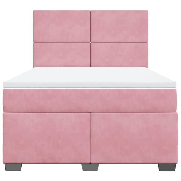 vidaXL Seng med madrass boksfjær rosa 140x190 cm fløyel