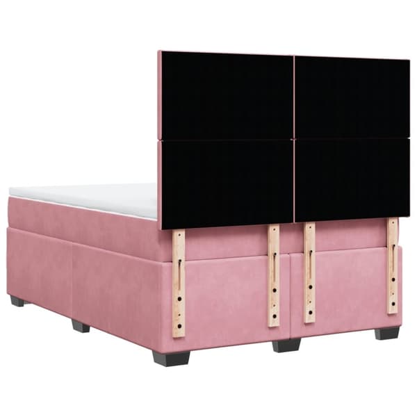 vidaXL Seng med madrass boksfjær rosa 140x190 cm fløyel
