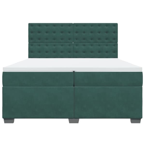 vidaXL kontinentalseng med madras 200x200 cm fløjl mørkegrøn
