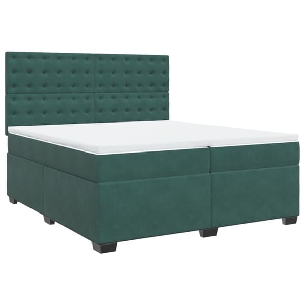 vidaXL kontinentalseng med madras 200x200 cm fløjl mørkegrøn
