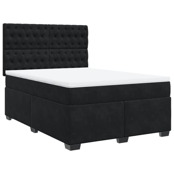 vidaXL Ramsäng med madrass svart 140x190 cm sammet