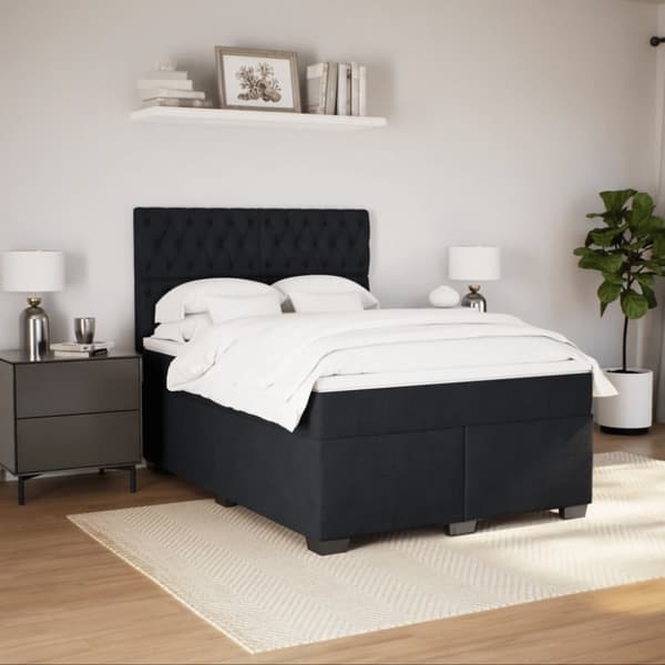 vidaXL Jenkkisänky patjalla musta 140x190 cm sametti