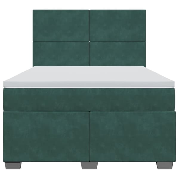 vidaXL kontinentalseng med madras 140x190 cm fløjl mørkegrøn