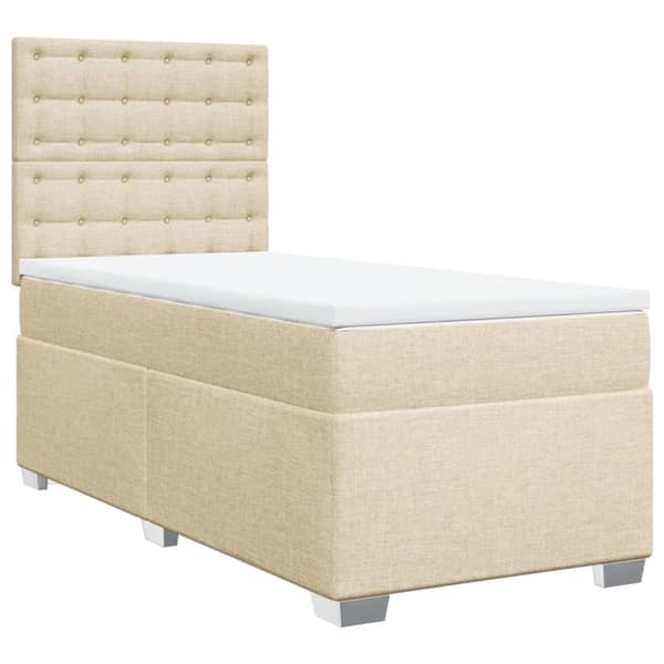vidaXL Ramsäng med madrass gräddvit 90x190 cm tyg