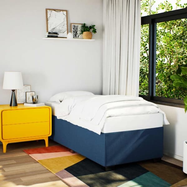 vidaXL sengeramme 90x190 cm stof blå
