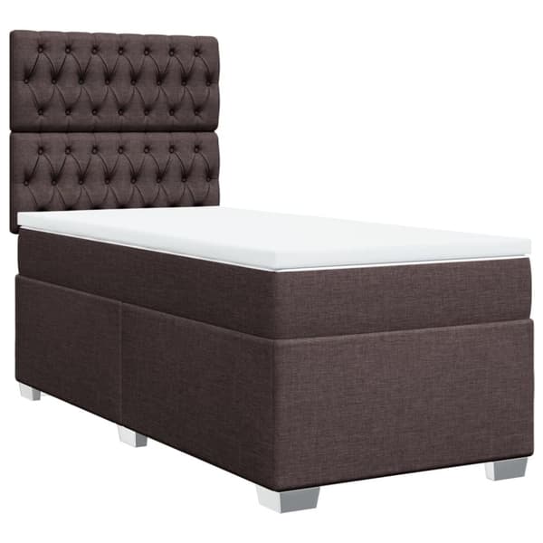 vidaXL Ramsäng med madrass mörkbrun 90x190 cm tyg