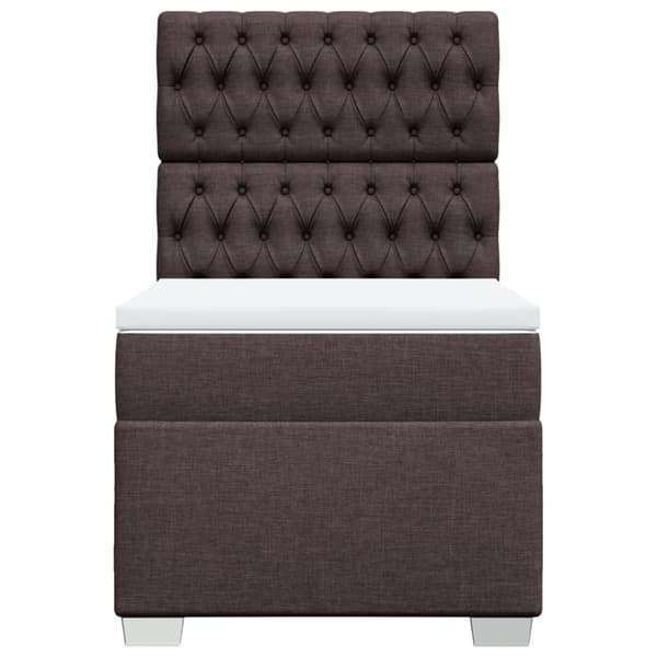 vidaXL Ramsäng med madrass mörkbrun 90x190 cm tyg