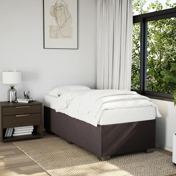 vidaXL Sängram mörkbrun 90x200 cm tyg