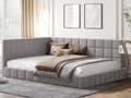 Miniatyrbillede 1 af 9: Polstret Seng Sovesofa 140*200 Multifunktionel seng med lamelramme lavet af hudvenligt fløjlsstof