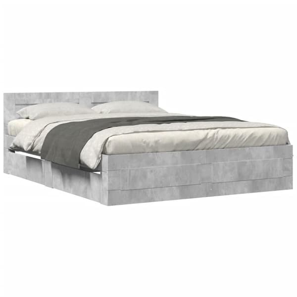 vidaXL Sengeramme med hodegavl betonggrå 150x200 cm konstruert tre