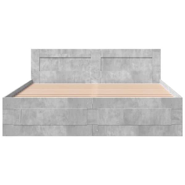 vidaXL Sengeramme med hodegavl betonggrå 150x200 cm konstruert tre