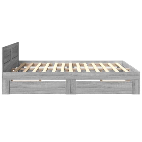 vidaXL Sengeramme med hodegavl grå sonoma 200x200 cm konstruert tre