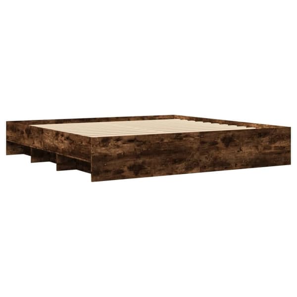 vidaXL Sengeramme uten madrass madrass røkt eik 200x200 cm