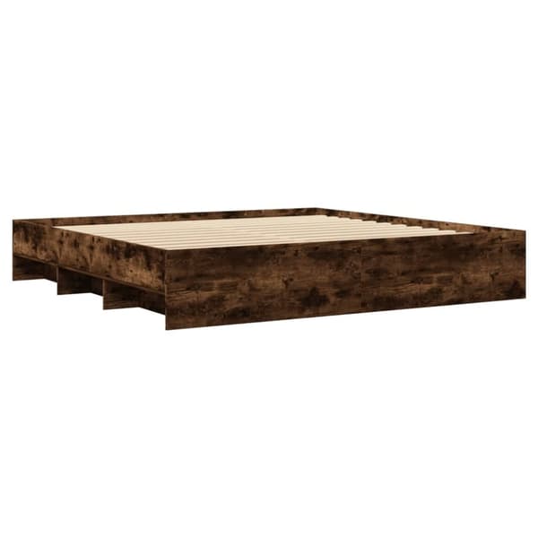 vidaXL Sengeramme uten madrass madrass røkt eik 200x200 cm