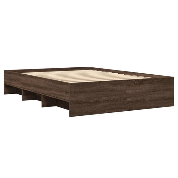 vidaXL Sängynrunko ruskea tammi 135x190 cm tekninen puu