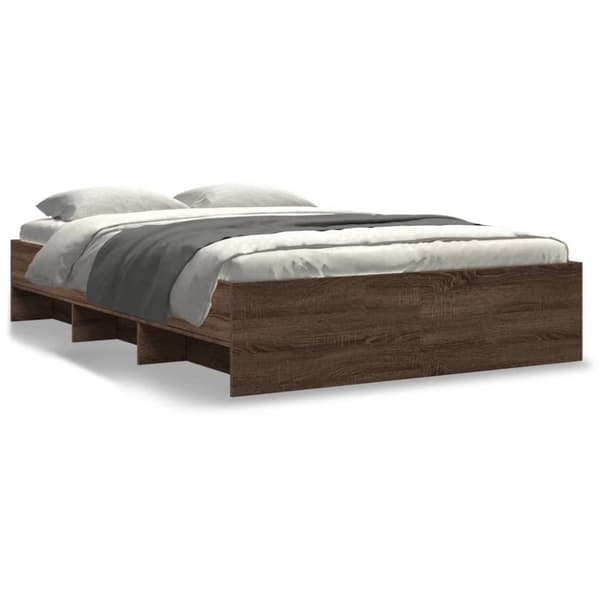 vidaXL Sängynrunko ruskea tammi 135x190 cm tekninen puu