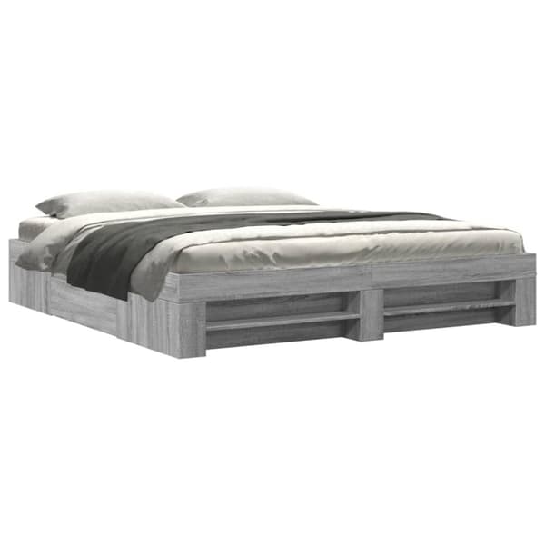 vidaXL sengestel 200x200 cm konstrueret træ grå sonoma-eg
