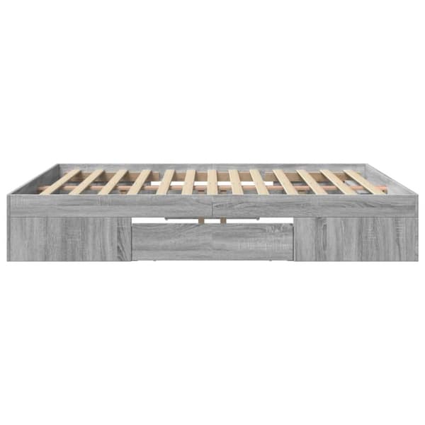 vidaXL sengestel 200x200 cm konstrueret træ grå sonoma-eg