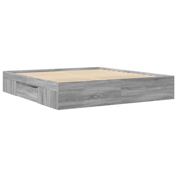 vidaXL sengestel 200x200 cm konstrueret træ grå sonoma-eg