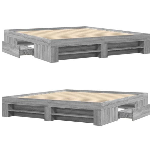 vidaXL sengestel 200x200 cm konstrueret træ grå sonoma-eg