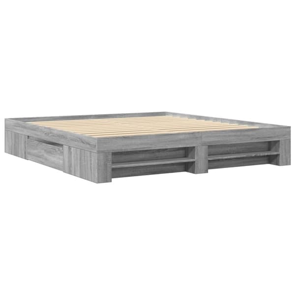 vidaXL sengestel 200x200 cm konstrueret træ grå sonoma-eg