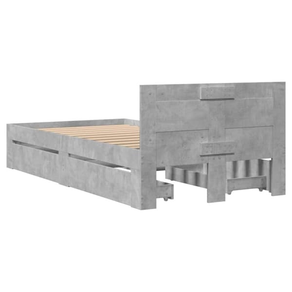 vidaXL Sengeramme med hodegavl betonggrå 90x190 cm konstruert tre