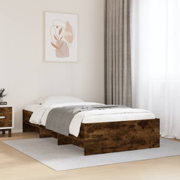 vidaXL Sengeramme uten madrass røkt eik 100x200 cm konstruert tre