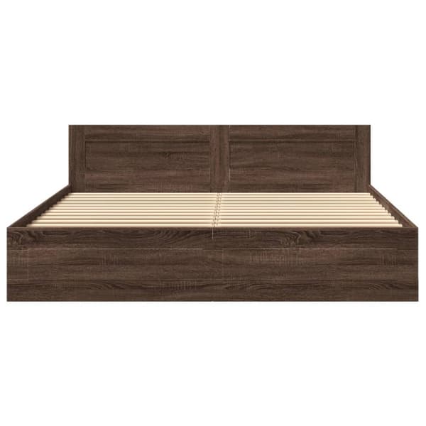 vidaXL Sängynrunko päädyllä ruskea tammi 200x200 cm tekninen puu