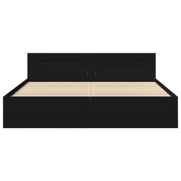 vidaXL Sängynrunko päädyllä musta 200x200 cm tekninen puu
