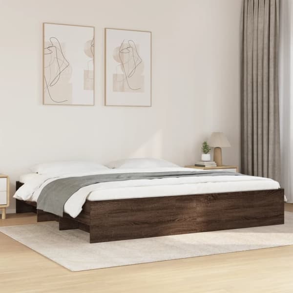 vidaXL sengeramme 200x200 cm konstrueret træ brun eg