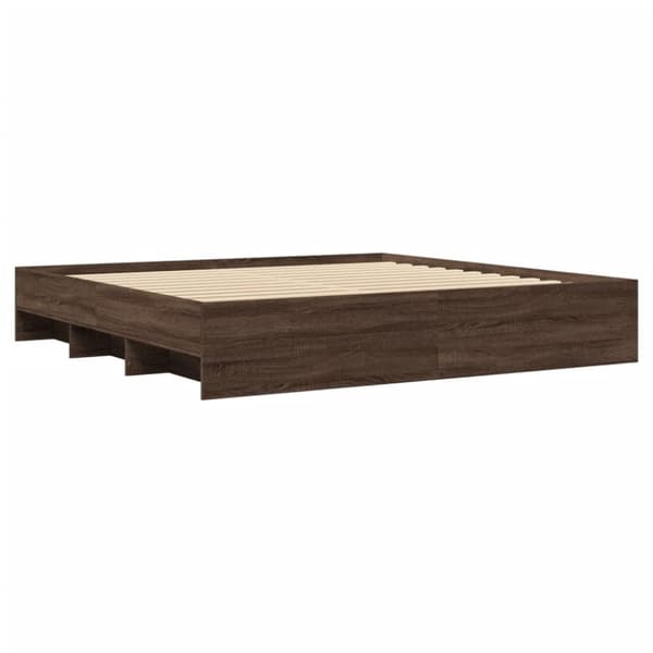 vidaXL sengeramme 200x200 cm konstrueret træ brun eg
