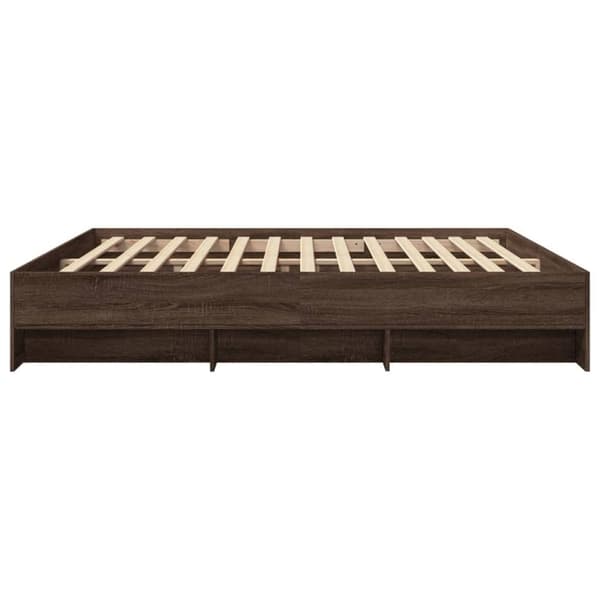 vidaXL sengeramme 200x200 cm konstrueret træ brun eg
