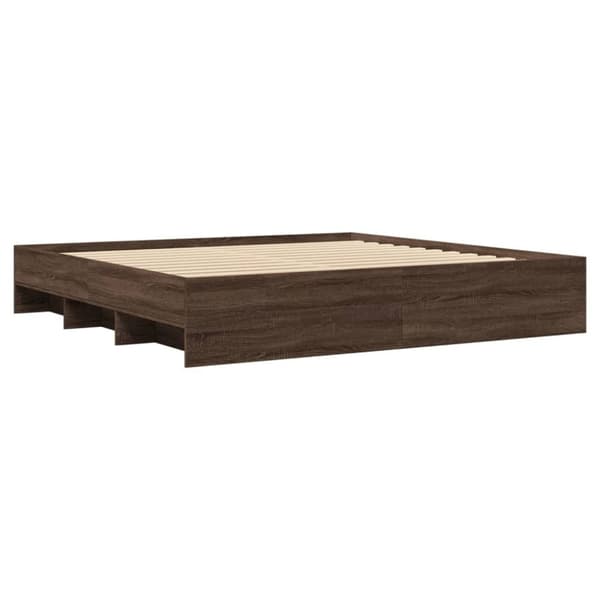 vidaXL sengeramme 200x200 cm konstrueret træ brun eg