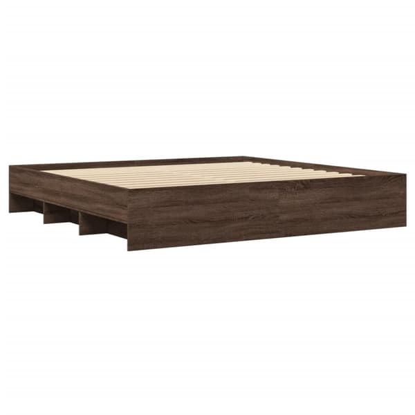 vidaXL sengeramme 200x200 cm konstrueret træ brun eg