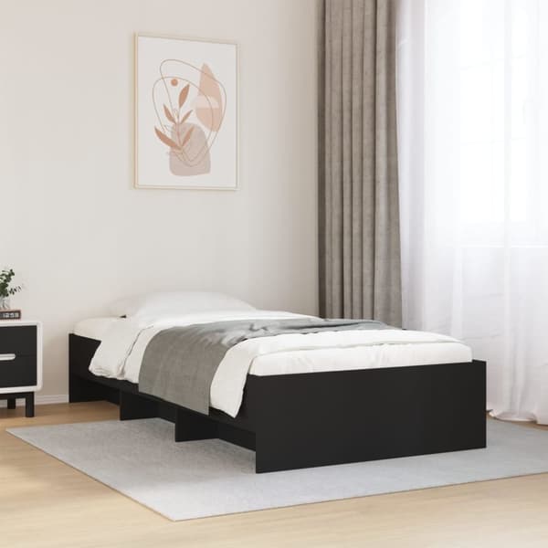 vidaXL sengeramme 90x190 cm konstrueret træ sort