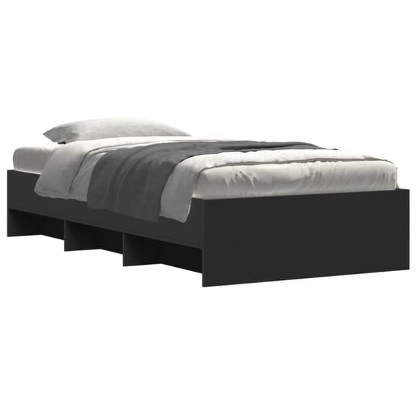 vidaXL sengeramme 90x190 cm konstrueret træ sort