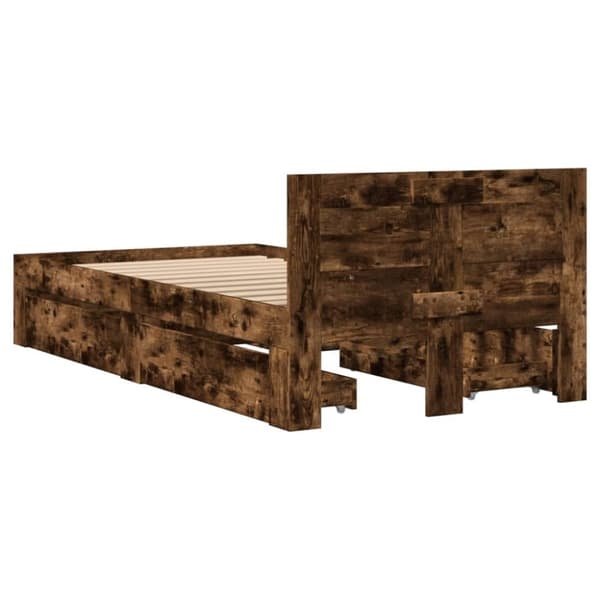 vidaXL Sengeramme med hodegavl røkt eik 100x200 cm konstruert tre
