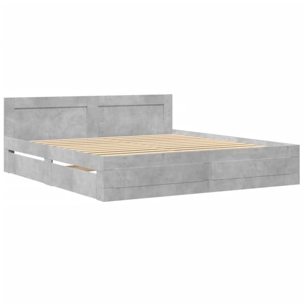 vidaXL Sengeramme med hodegavl betonggrå 200x200 cm konstruert tre