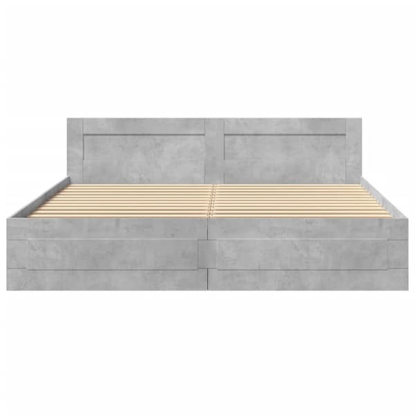 vidaXL Sengeramme med hodegavl betonggrå 200x200 cm konstruert tre