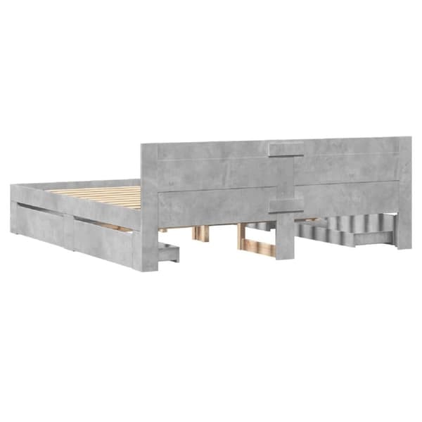 vidaXL Sengeramme med hodegavl betonggrå 200x200 cm konstruert tre