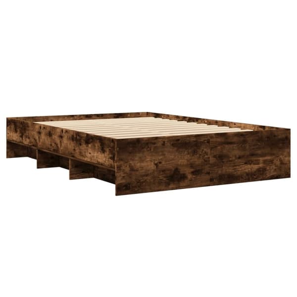 vidaXL Sengeramme røkt eik 135x190 cm konstruert tre