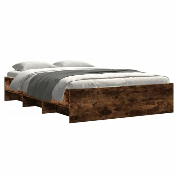 vidaXL Sengeramme røkt eik 135x190 cm konstruert tre