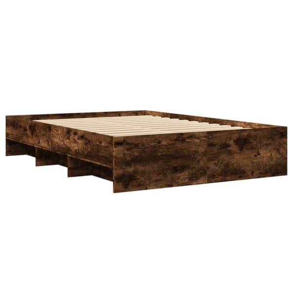 vidaXL Sengeramme røkt eik 135x190 cm konstruert tre