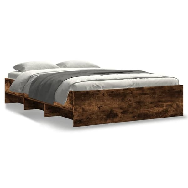 vidaXL Sengeramme røkt eik 135x190 cm konstruert tre