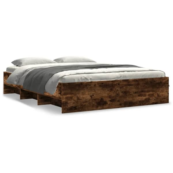 vidaXL sengestel 150x200 cm konstrueret træ røget eg