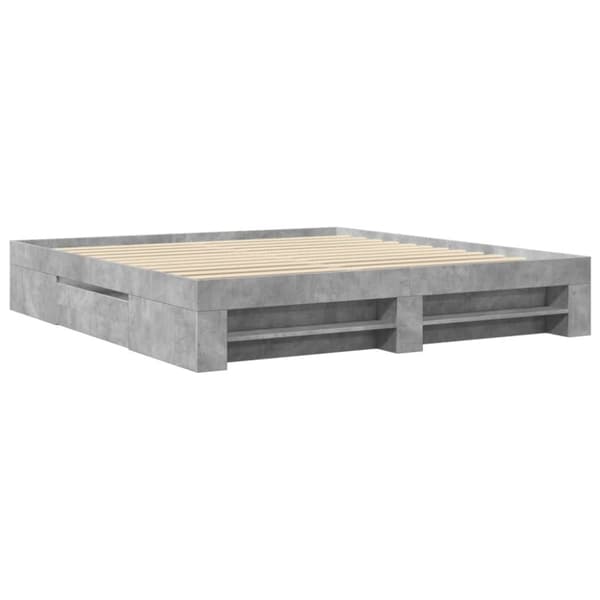 vidaXL Sengeramme betonggrå 200x200 cm konstruert tre
