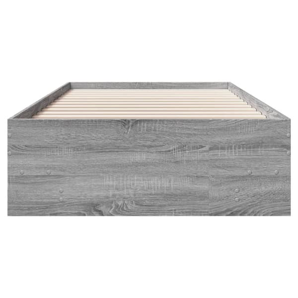 vidaXL Sengeramme grå sonoma 100x200 cm konstruert tre
