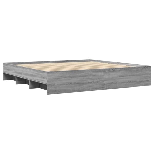 vidaXL Sängynrunko harmaa Sonoma 200x200 cm tekninen puu