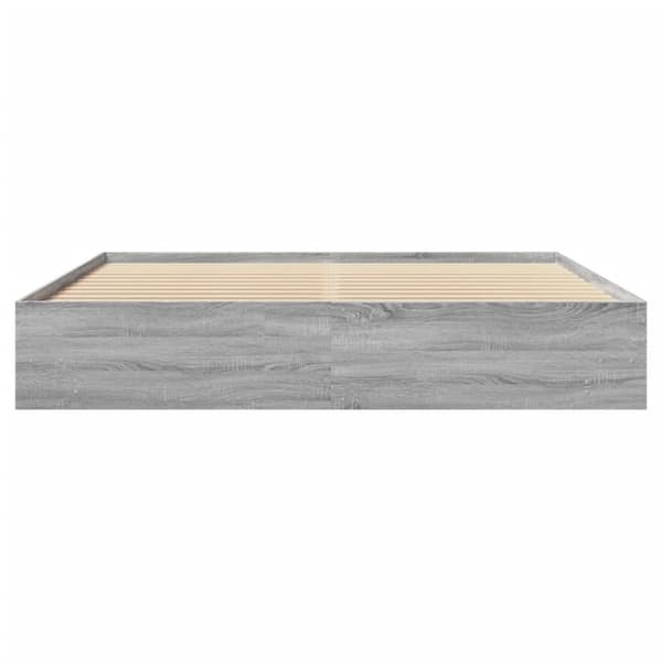 vidaXL Sängynrunko harmaa Sonoma 200x200 cm tekninen puu